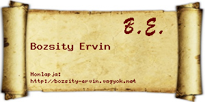 Bozsity Ervin névjegykártya